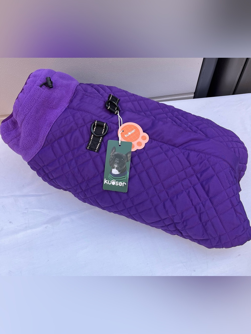 Kuoser Waterproof Dog Coat, Warm Reversible Dog Jacket with Leash Hole Soft Cozy